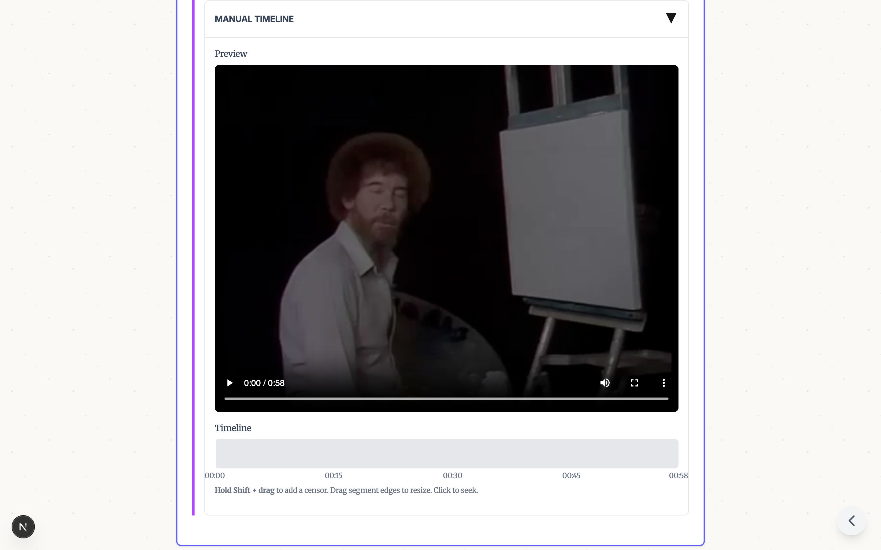 Timeline view for precise selection