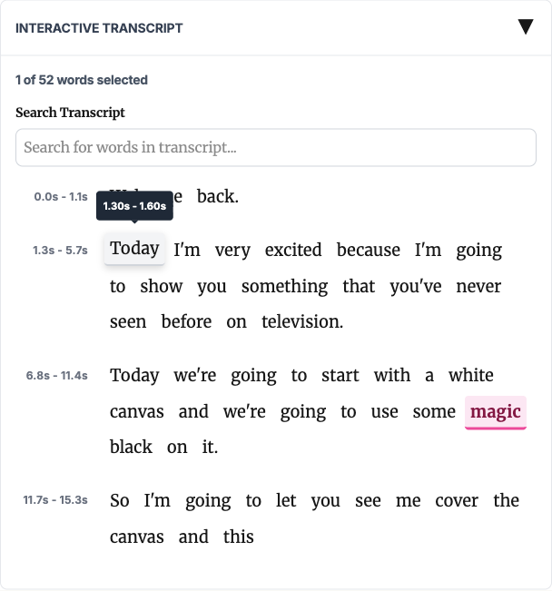 Click words in transcript
